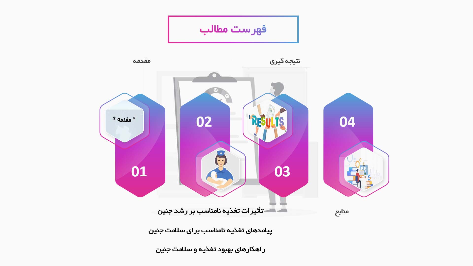 پاورپوینت در مورد تأثیرات تغذیه نامناسب بر رشد جنین